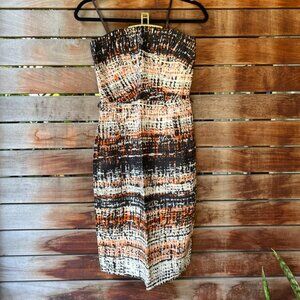 Milly of New York - Strapless Linen Dress in Fall Palette